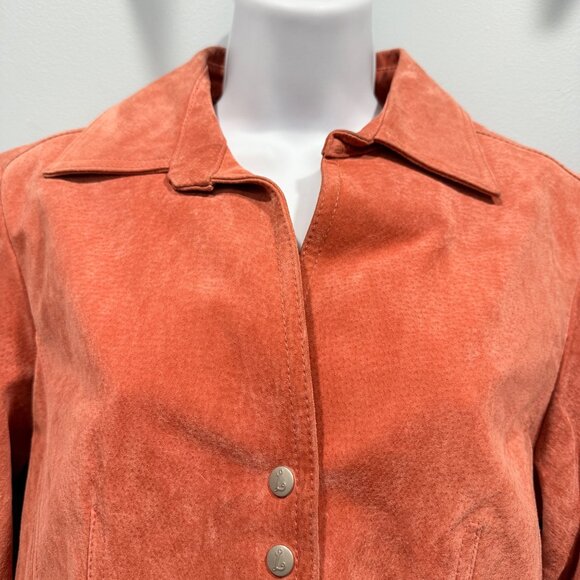 VTG Y2K Live a Little Suede Snap Front Jacket Rust Orange Western Boho Womens PM - Picture 2 of 12